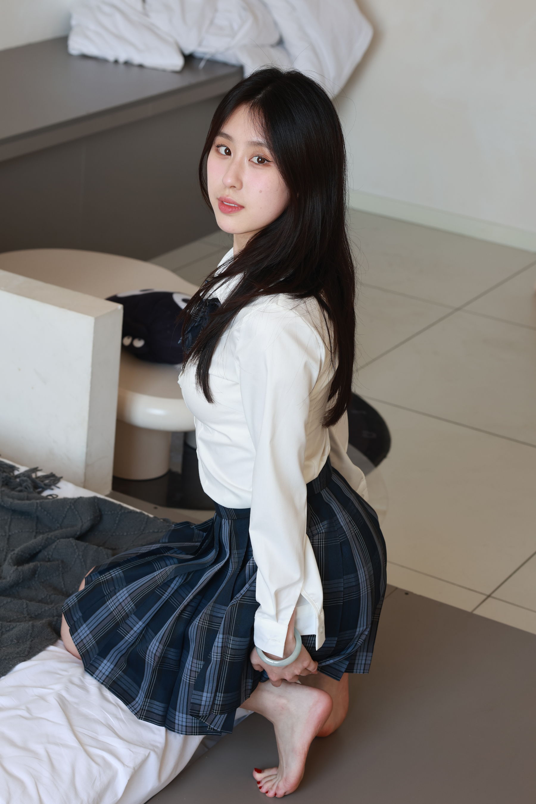 绮梦摄影yaya白衬衫百褶裙JK制服学院风写真