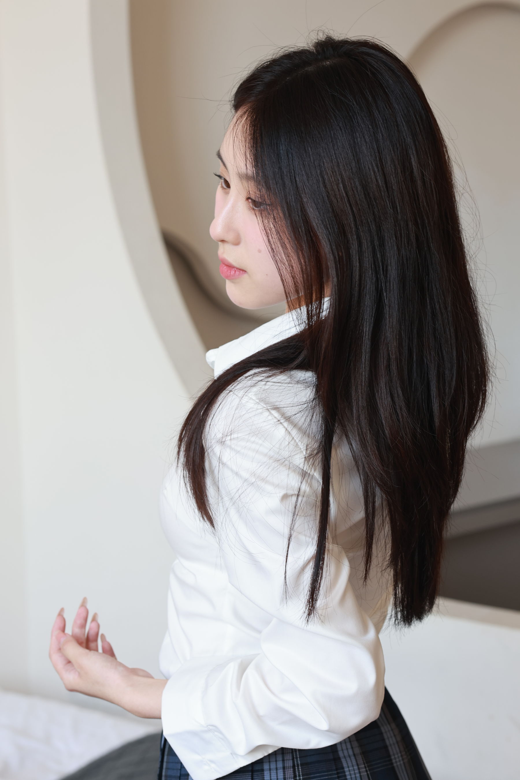 绮梦摄影yaya白衬衫百褶裙JK制服学院风写真