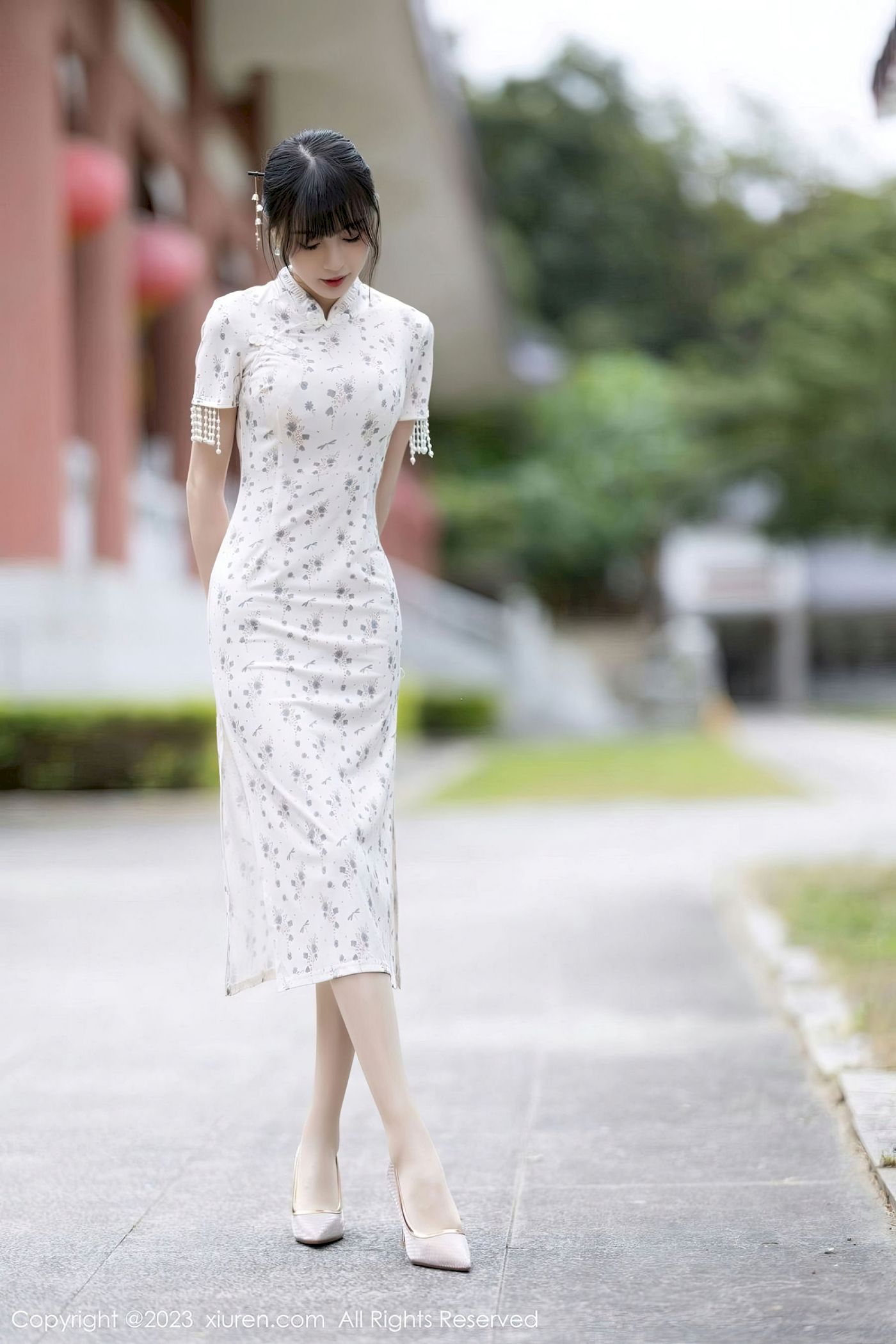 林星阑 - 短款旗袍+原色丝袜海南旅拍