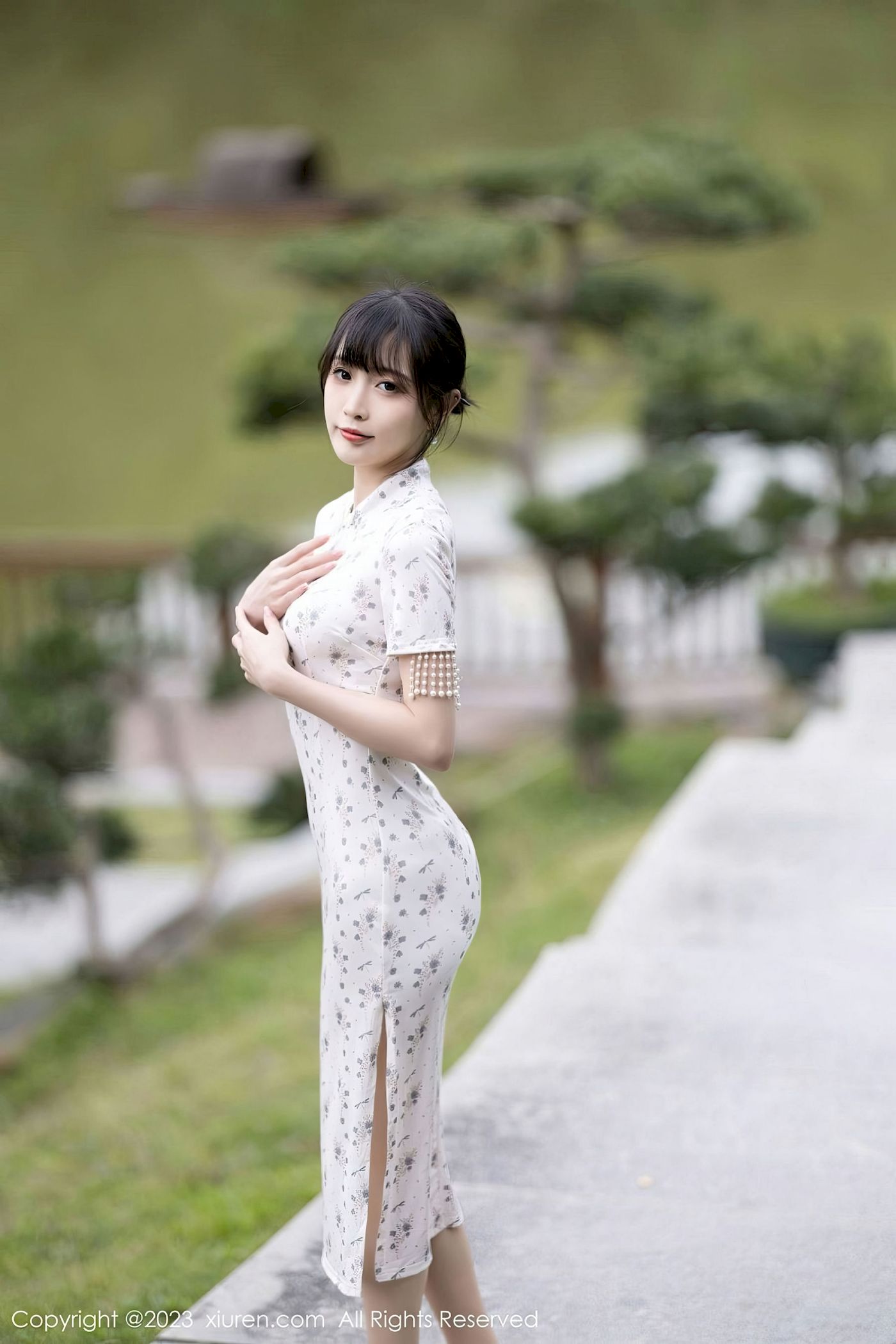 林星阑 - 短款旗袍+原色丝袜海南旅拍