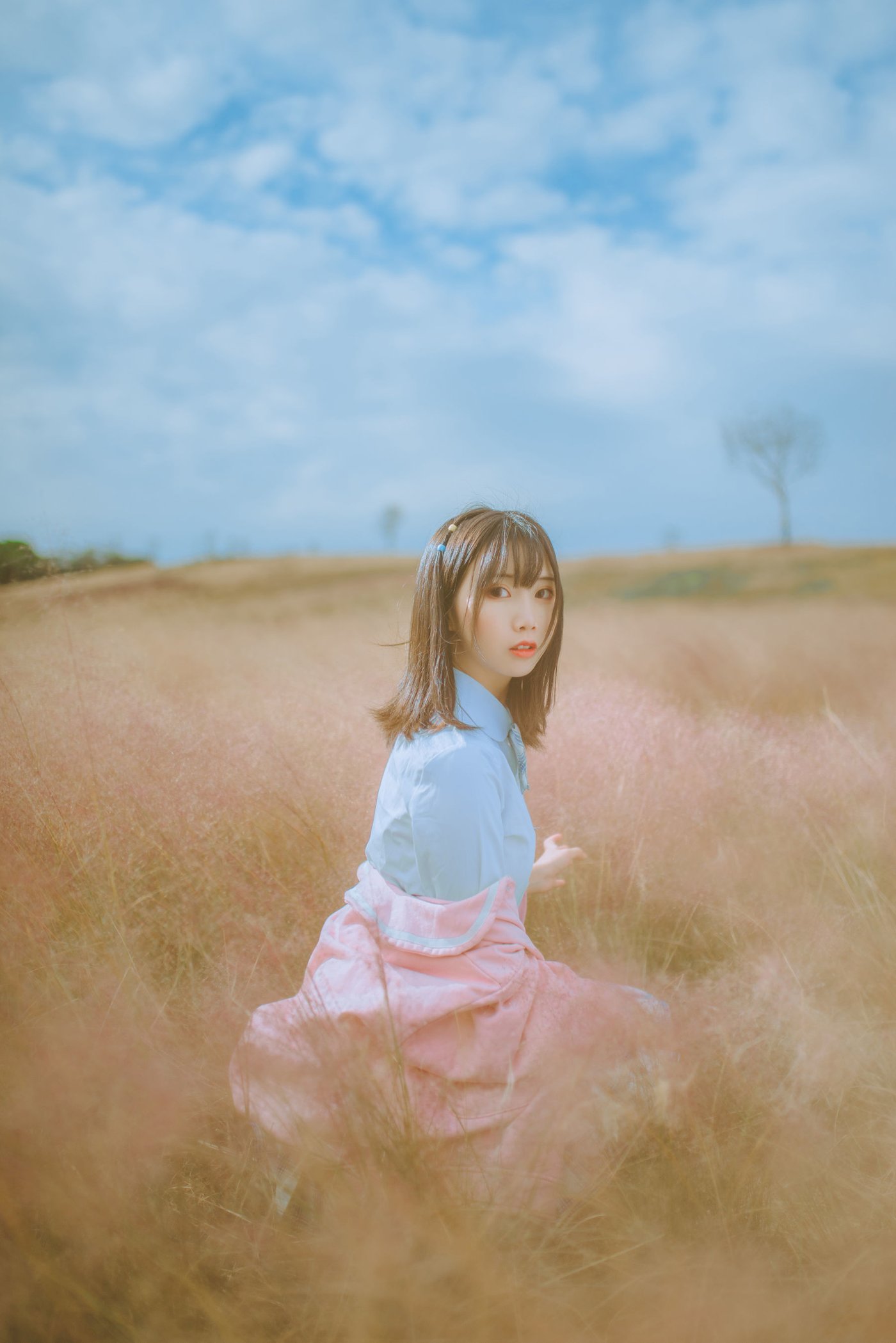 面饼仙儿JK制服粉黛草场景粉色风格