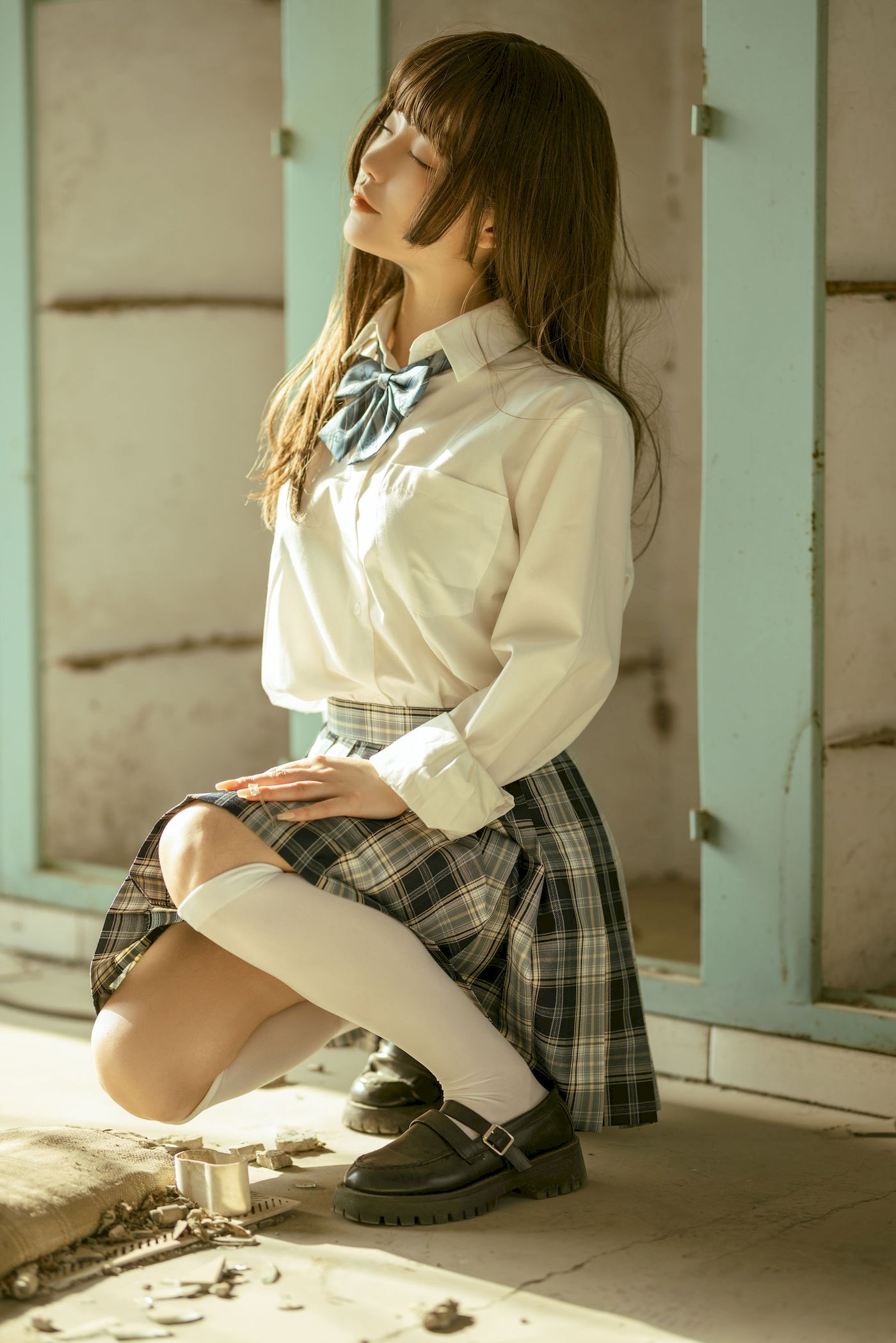 桃良阿宅白衬衫格子裙JK制服装扮