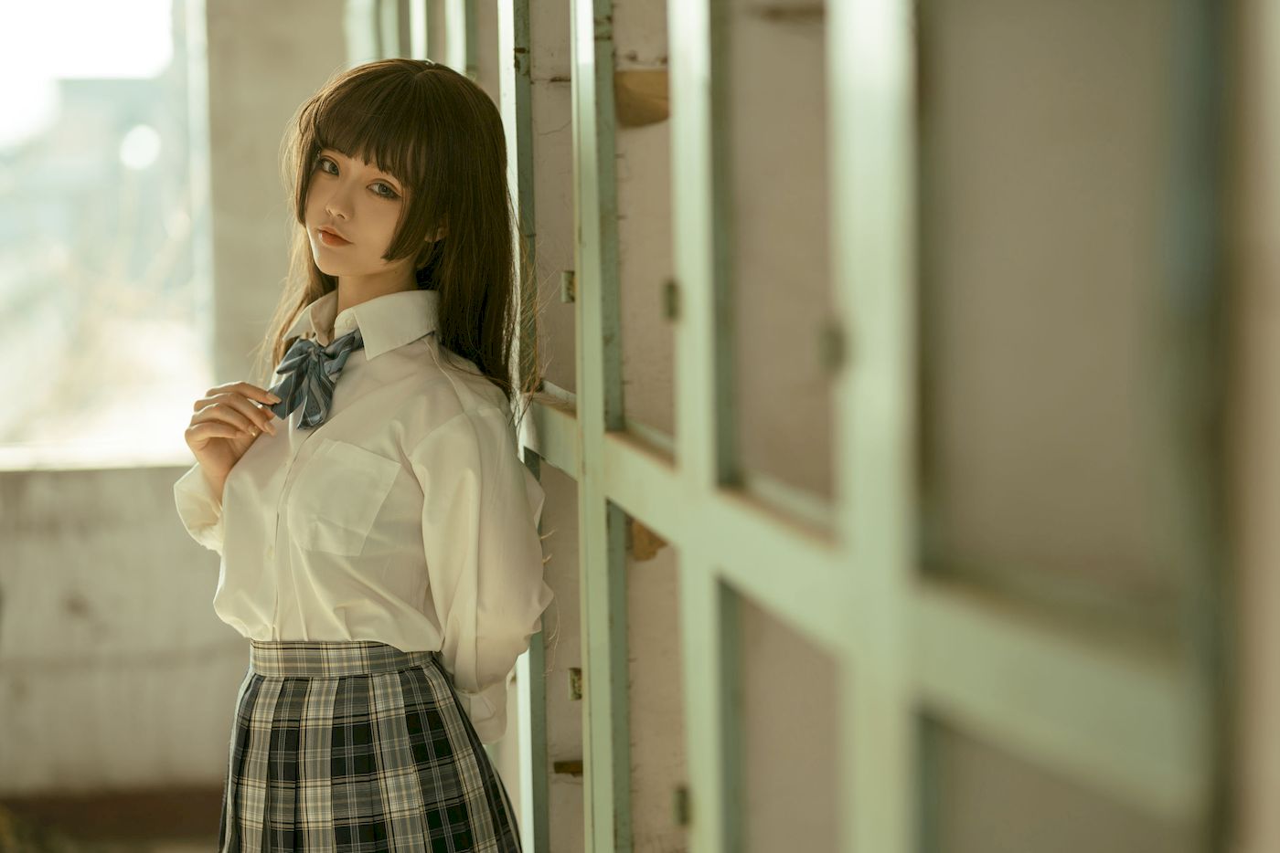 桃良阿宅白衬衫格子裙JK制服装扮